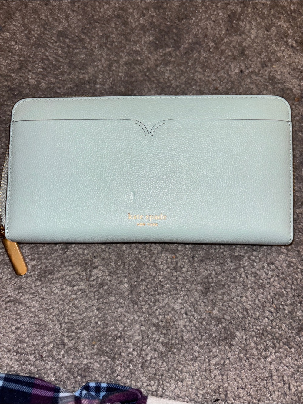 kate spade Mint Zip-Around Leather Wallet with Gold Hardware
